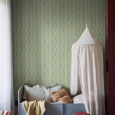 Детские обои Wavy Stripe Animals