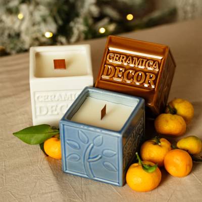 в керамическом подсвечнике