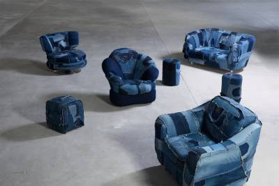Среди выставленных объектов — вращающееся кресло «Тёрнер» с металлическими ножками, диваны «Клинт» и «Фрида» с деревянным каркасом, кресло-ракушка «Ариэль», а также пуфы различных форм: кубический «Гекс» и компактный «Бокси». Коллекцию дополняют столик «Бахт» со столешницей из дерева, джинсового полотна и эпоксидной смолы и арт-объект «Квад» в формате настенного панно.