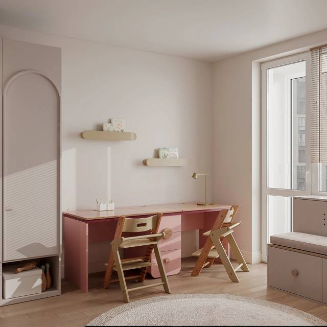 Рабочий стол Markes для двоих с круглой ручкой